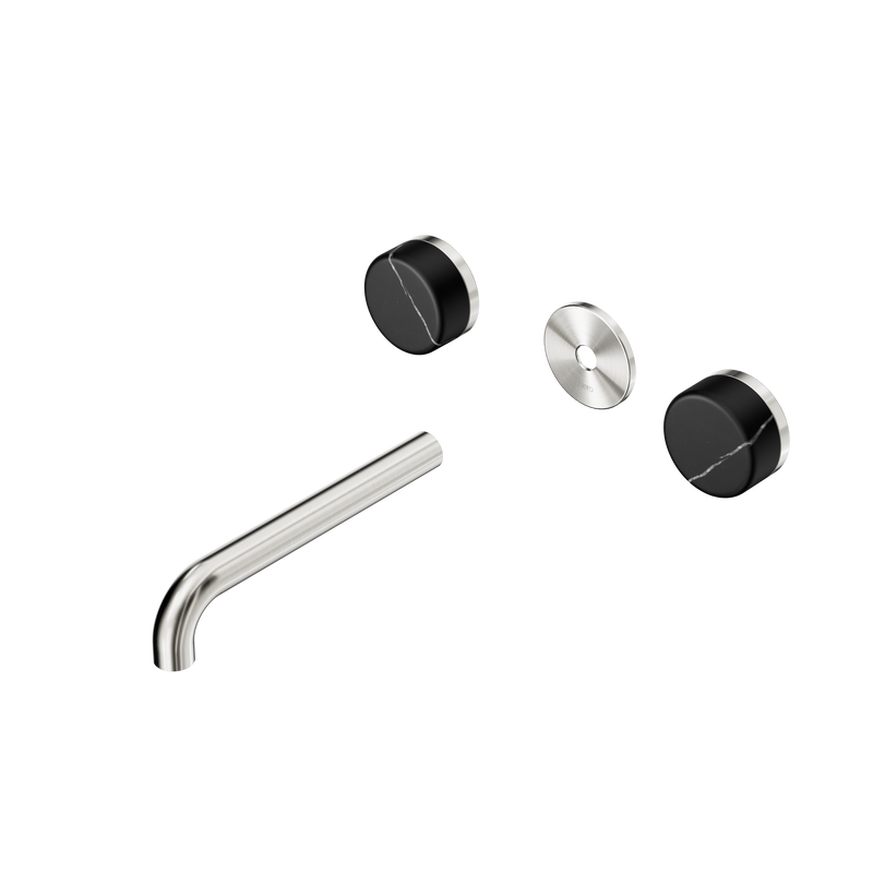 Serenity Wall Basin Set 185mm Spout With Marquina Black Handle Trim Kit Only Brushed Nickel