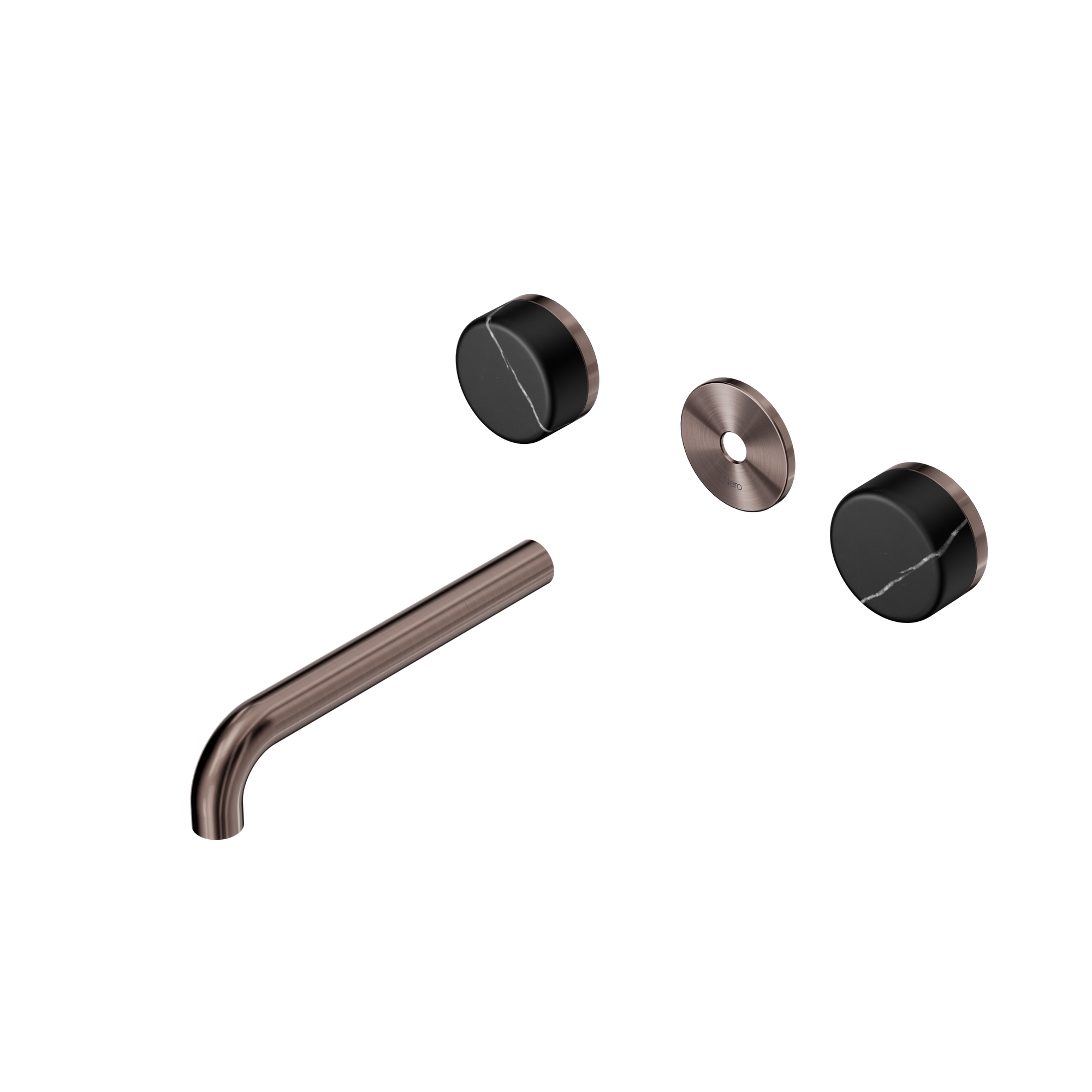 Serenity Wall Basin Set 185mm Spout With Marquina Black Handle Trim Kit Only Brushed Bronze