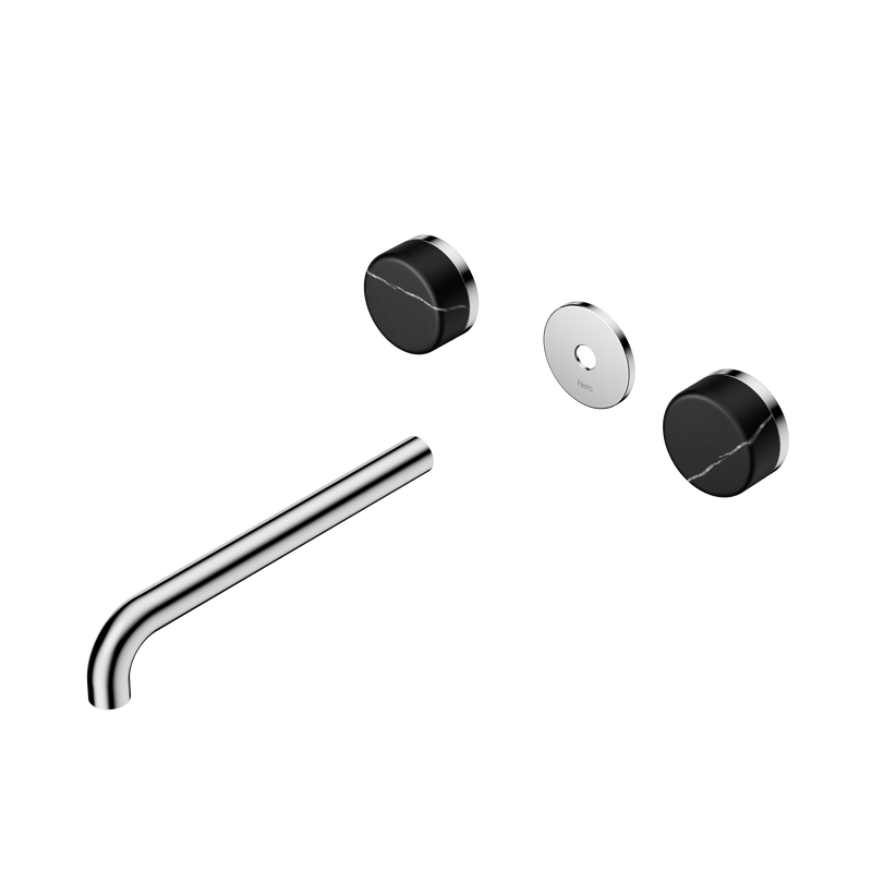 Serenity Wall Basin Set 220mm Spout With Marquina Black Handle Trim Kit Only Chrome