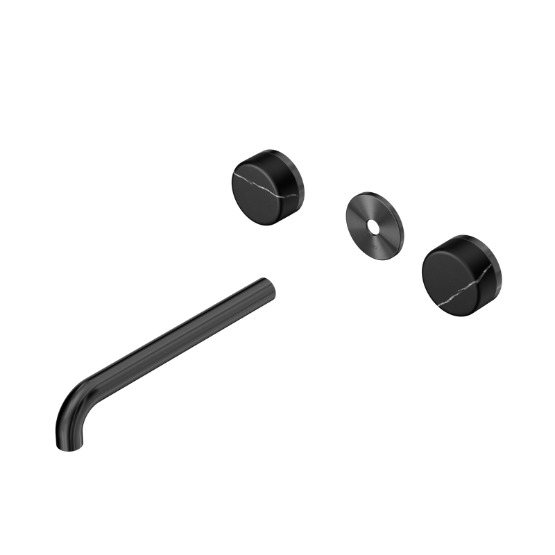 Serenity Wall Basin Set 220mm Spout With Marquina Black Handle Trim Kit Only Gun Metal