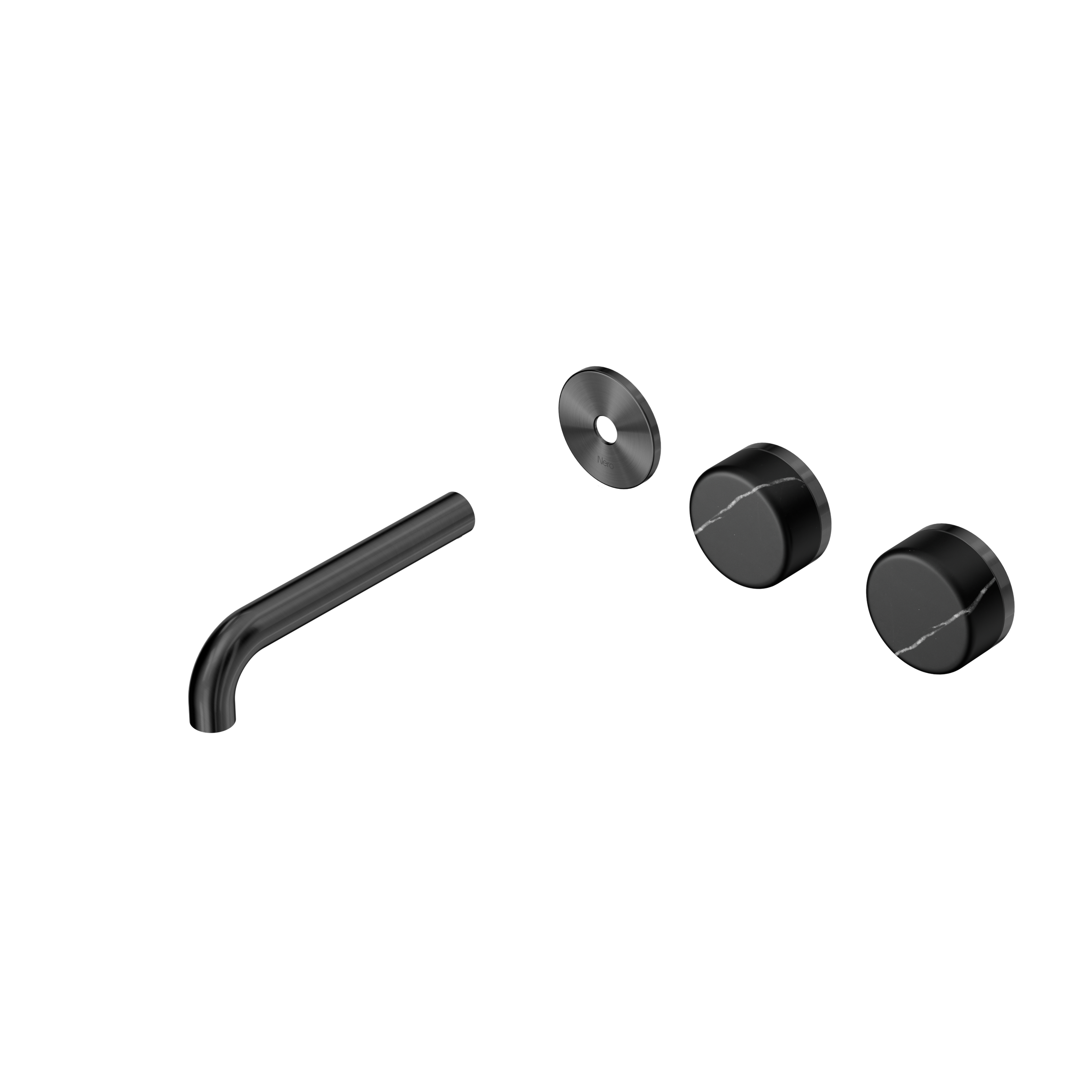 Serenity Wall Basin Set 160mm Offset Spout With Marquina Black Handle Trim Kit Only Gun Metal