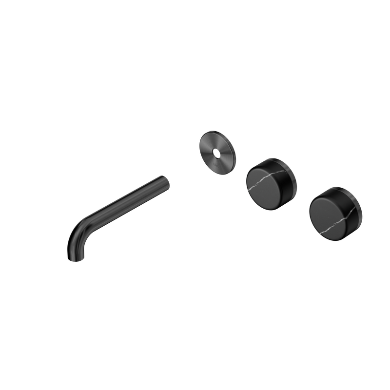 Serenity Wall Basin Set 160mm Offset Spout With Marquina Black Handle Trim Kit Only Gun Metal