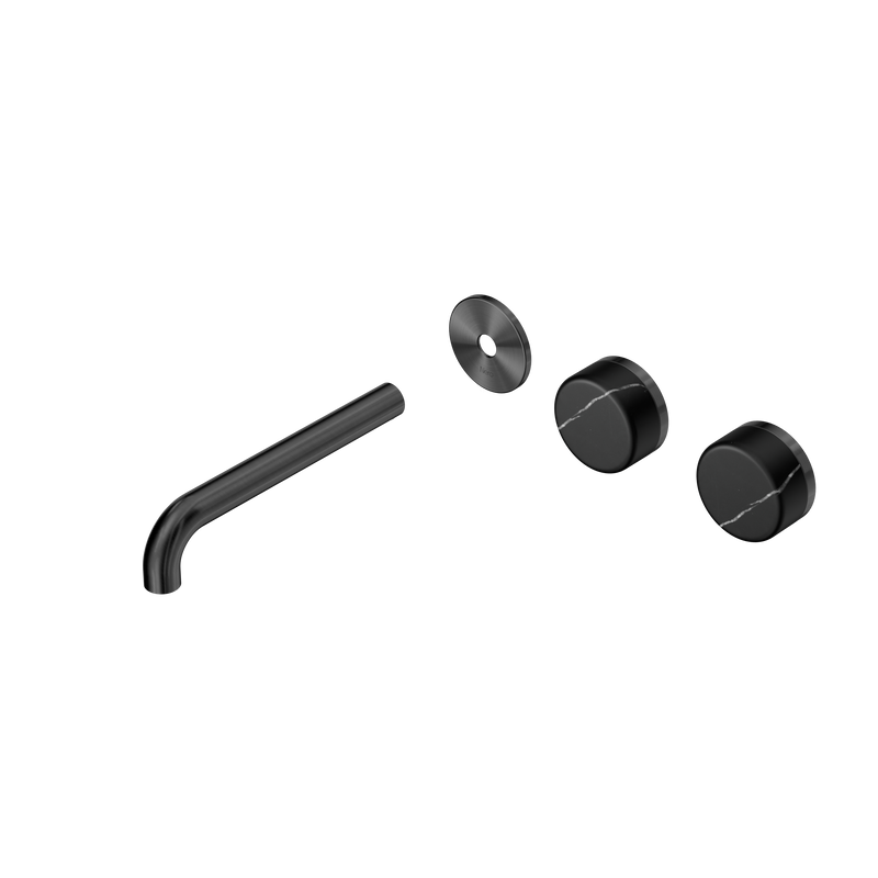 Serenity Wall Basin Set 185mm Offset Spout With Marquina Black Handle Trim Kit Only Gun Metal