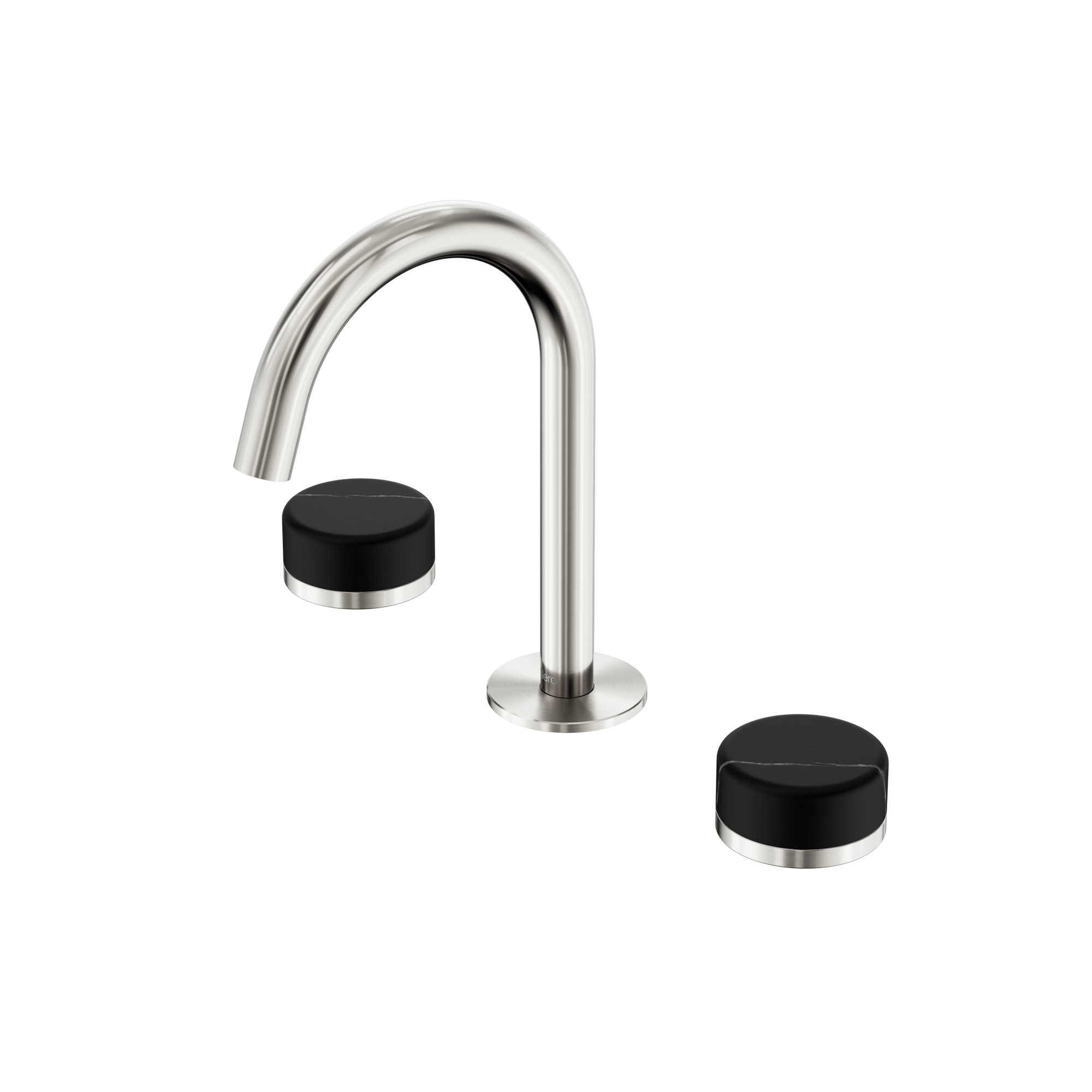 Serenity Basin Set Arc Spout With Marquina Black Handle Brushed Nickel