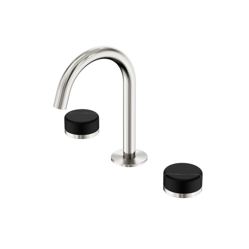 Serenity Basin Set Arc Spout With Marquina Black Handle Brushed Nickel