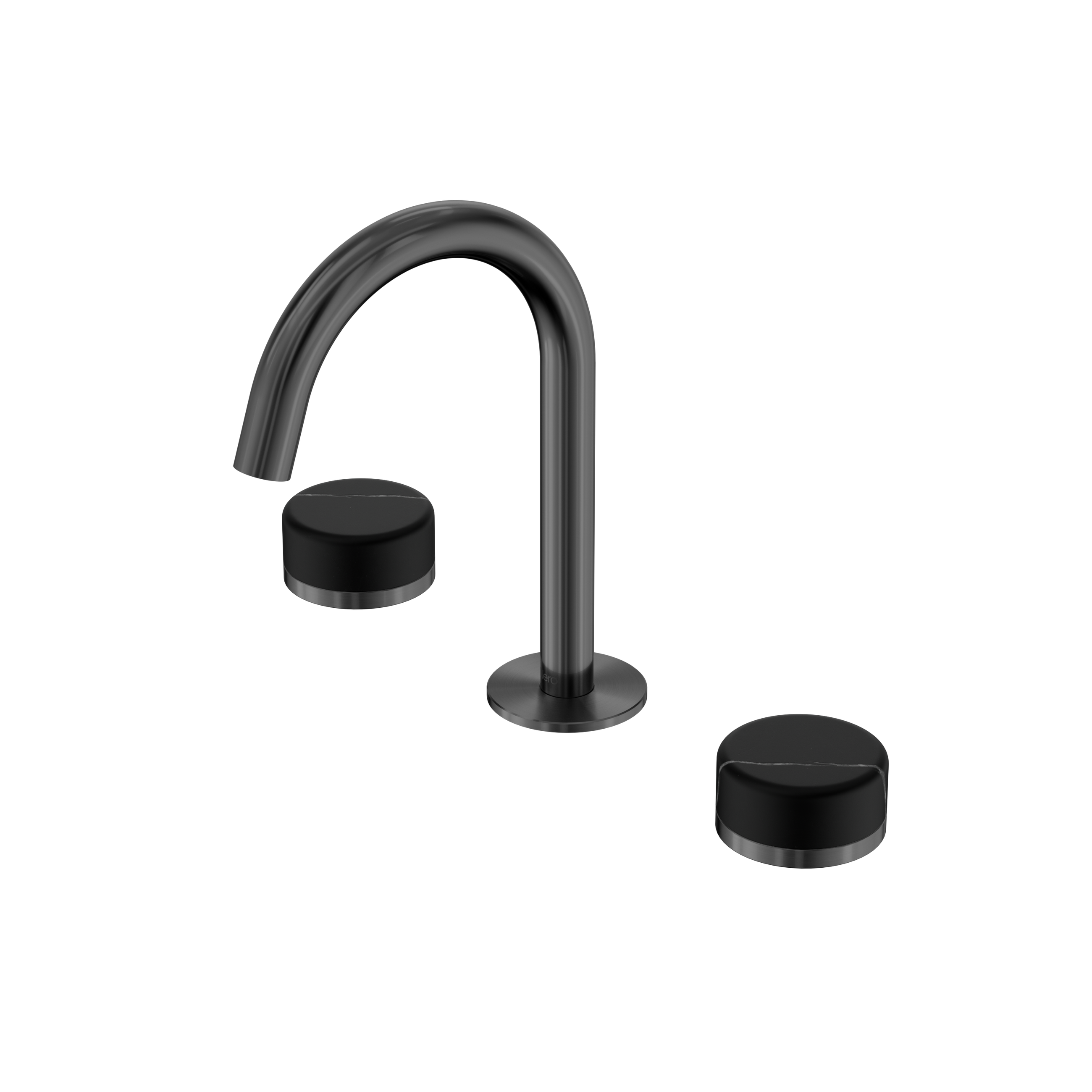 Serenity Basin Set Arc Spout With Marquina Black Handle Gun Metal