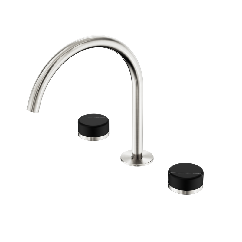 Serenity Bath/Kitchen Set Arc Spout With Marquina Black Handle Brushed Nickel