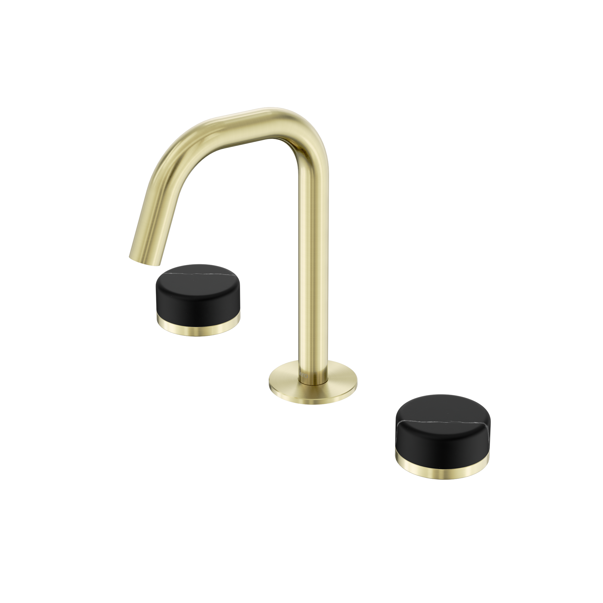 Serenity Basin Set Edge Spout With Marquina Black Handle Brushed Gold