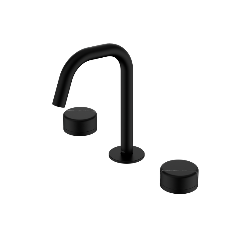 Serenity Basin Set Edge Spout With Marquina Black Handle Matte Black