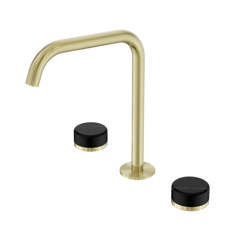 Serenity Bath/Kitchen Set Edge Spout With Marquina Black Handle Brushed Gold