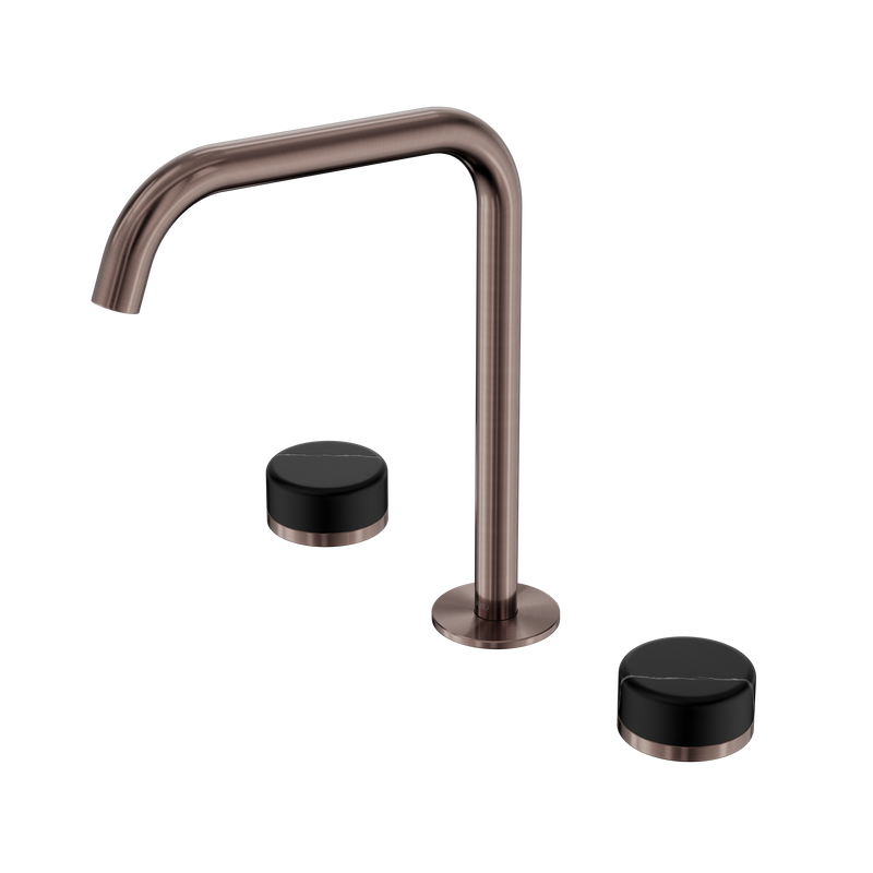 Serenity Bath/Kitchen Set Edge Spout With Marquina Black Handle Brushed Bronze