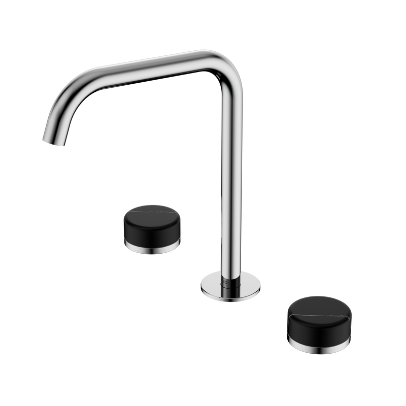 Serenity Bath/Kitchen Set Edge Spout With Marquina Black Handle Chrome