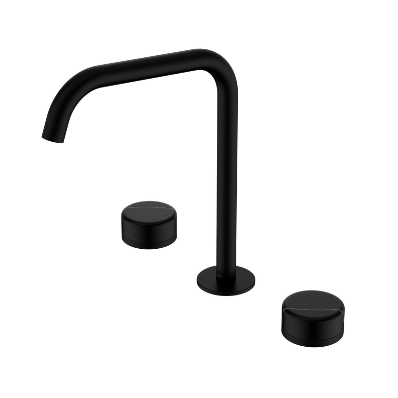 Serenity Bath/Kitchen Set Edge Spout With Marquina Black Handle Matte Black