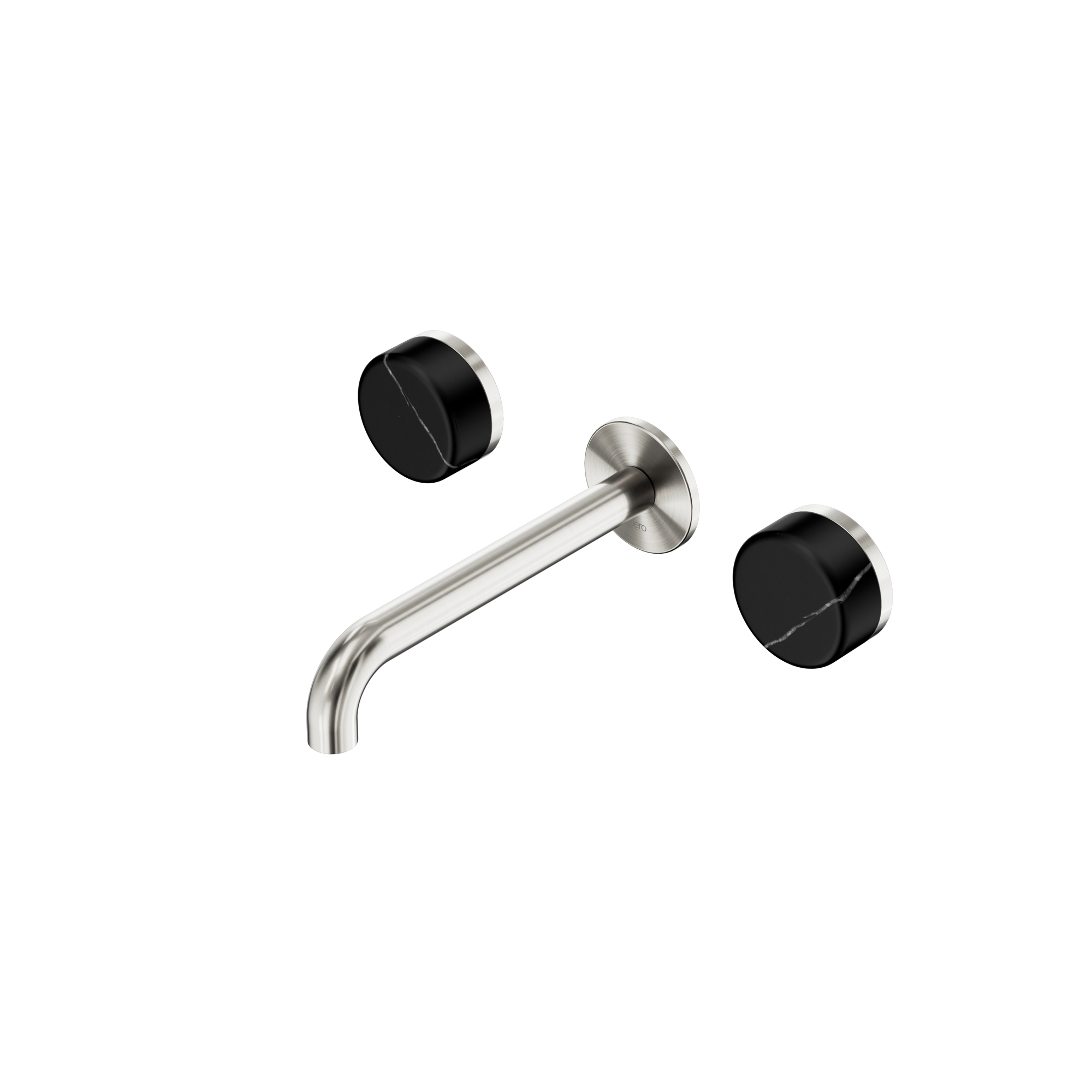 Serenity Wall Basin Set 185mm Spout With Marquina Black Handle Brushed Nickel