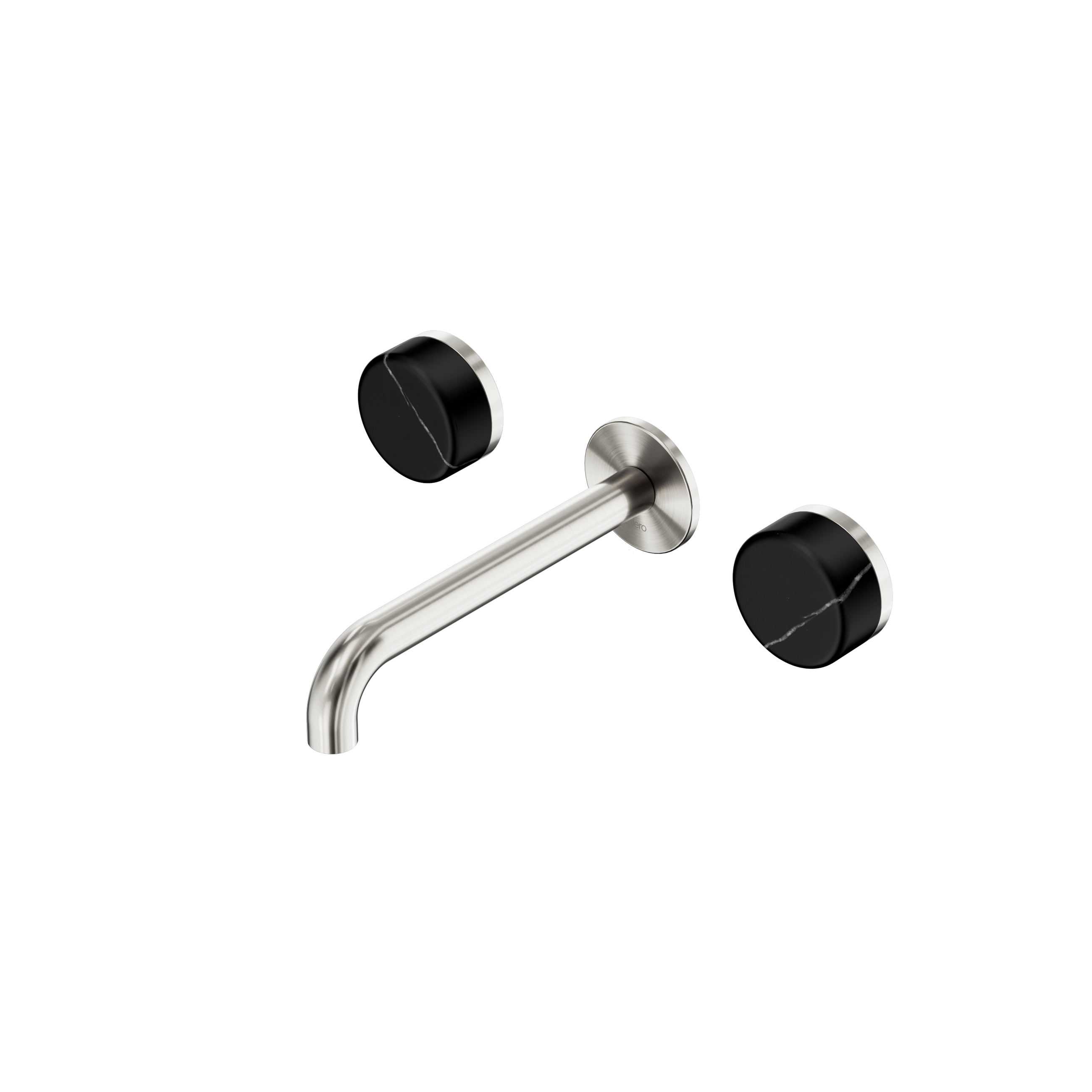 Serenity Wall Basin Set 185mm Spout With Marquina Black Handle Brushed Nickel