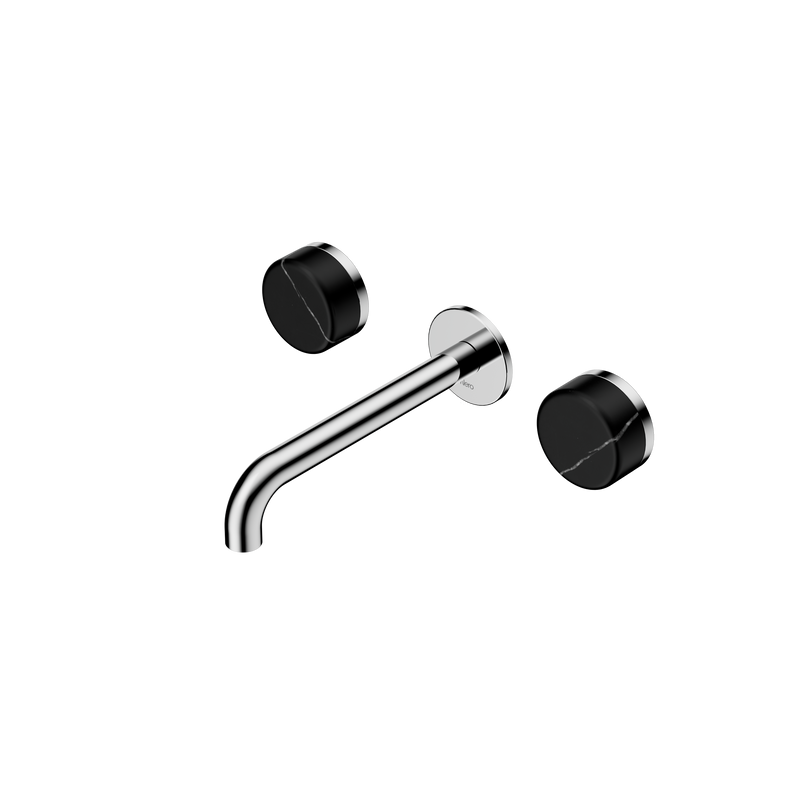 Serenity Wall Basin Set 185mm Spout With Marquina Black Handle Chrome