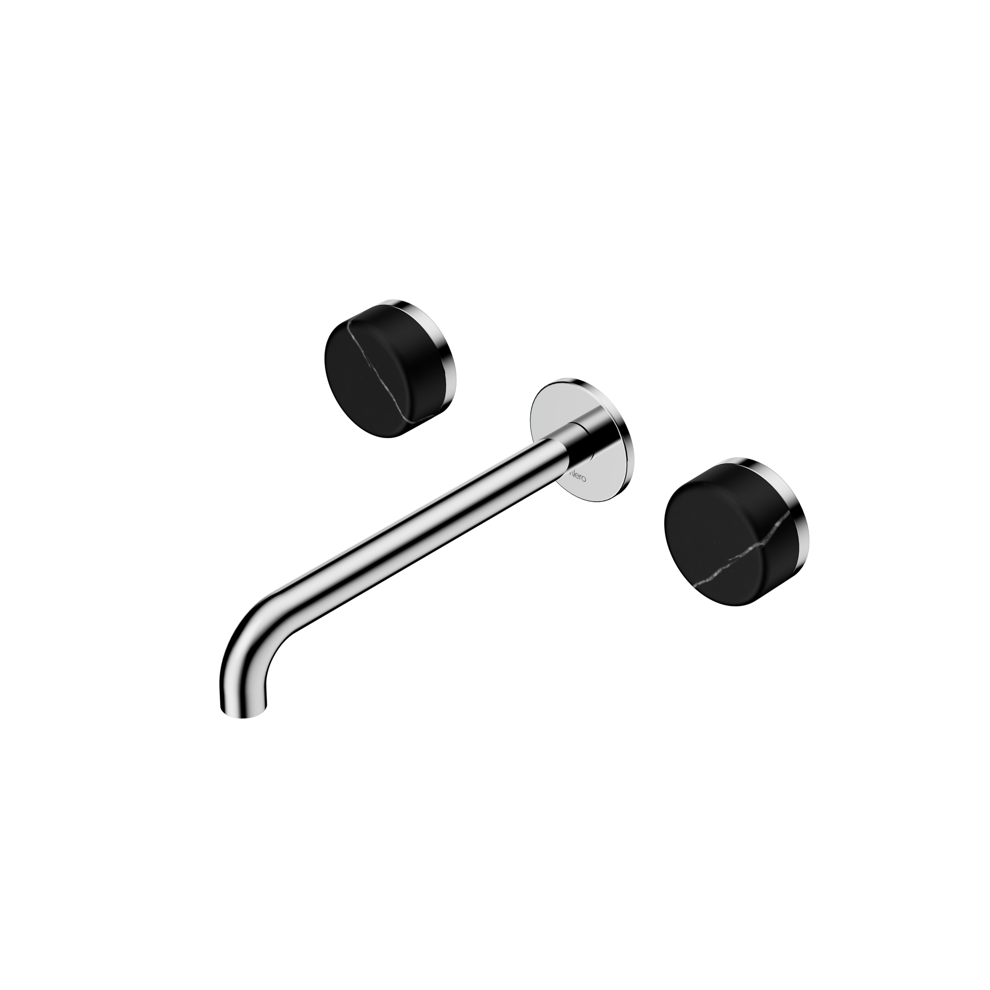 Serenity Wall Basin Set 220mm Spout With Marquina Black Handle Chrome