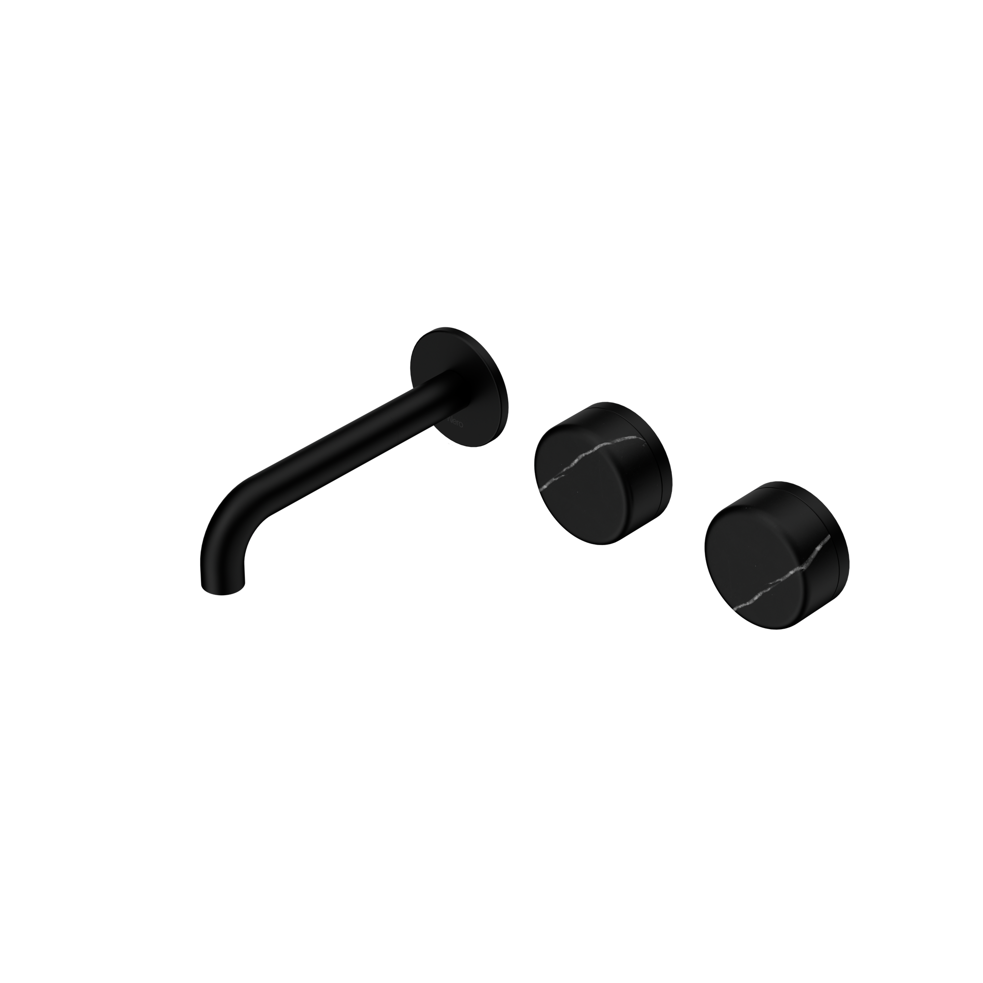 Serenity Wall Basin Set 160mm Offset Spout With Marquina Black Handle Matte Black