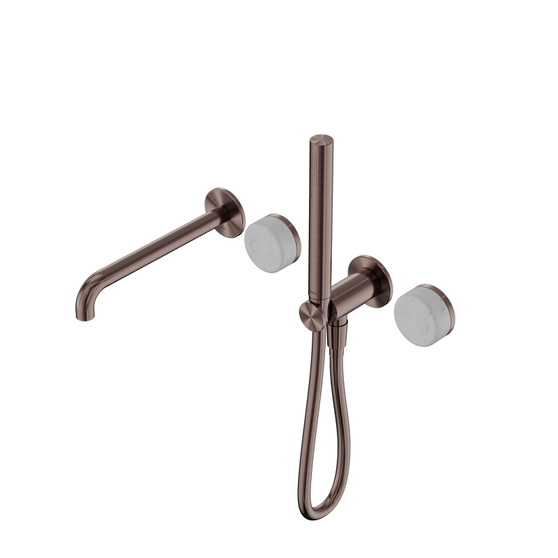 Serenity Progressive Shower System With Spout With Carrara Handle And Slim Shower Brushed Bronze