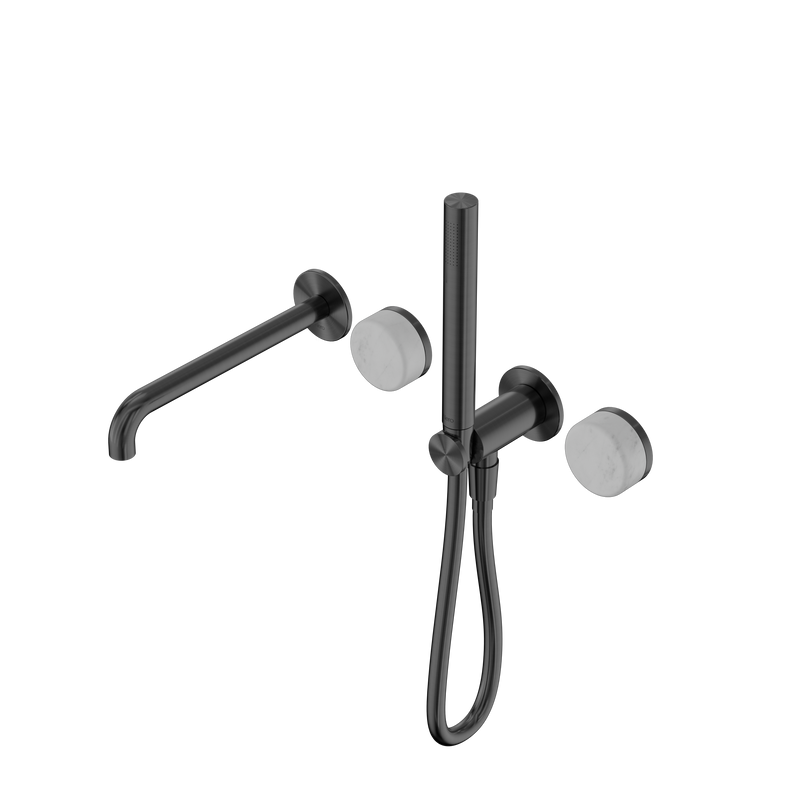 Serenity Progressive Shower System With Spout With Carrara Handle And Slim Shower Gun Metal