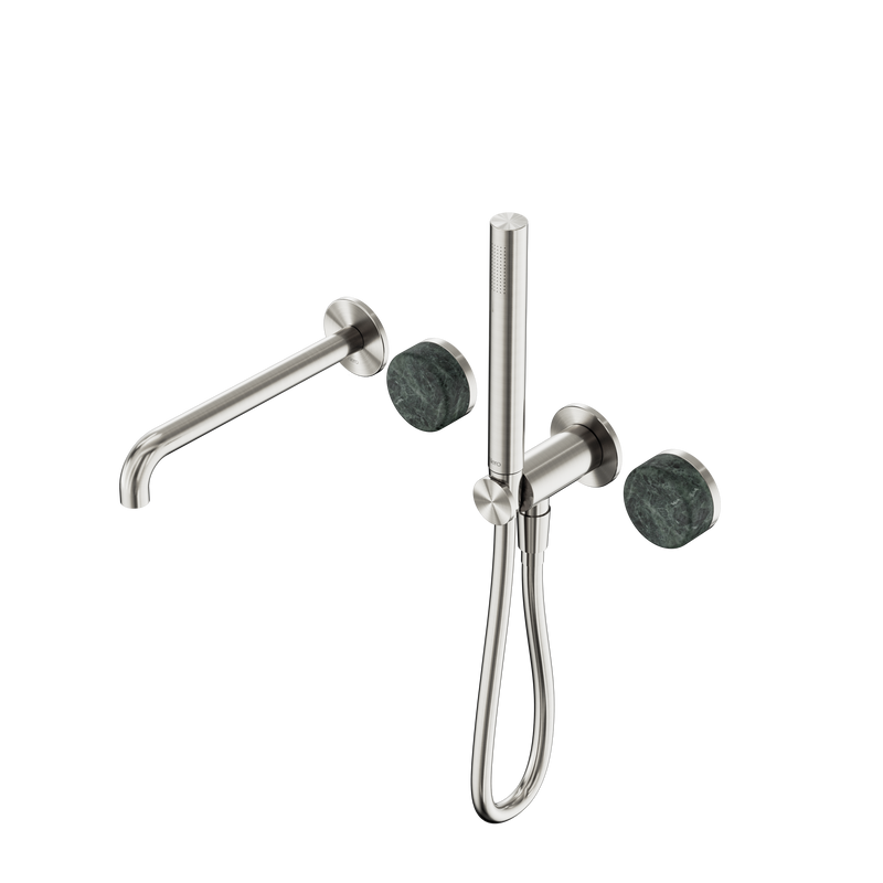 Serenity Progressive Shower System With Spout With Verde Alpi Handle And Slim Shower Brushed Nickel