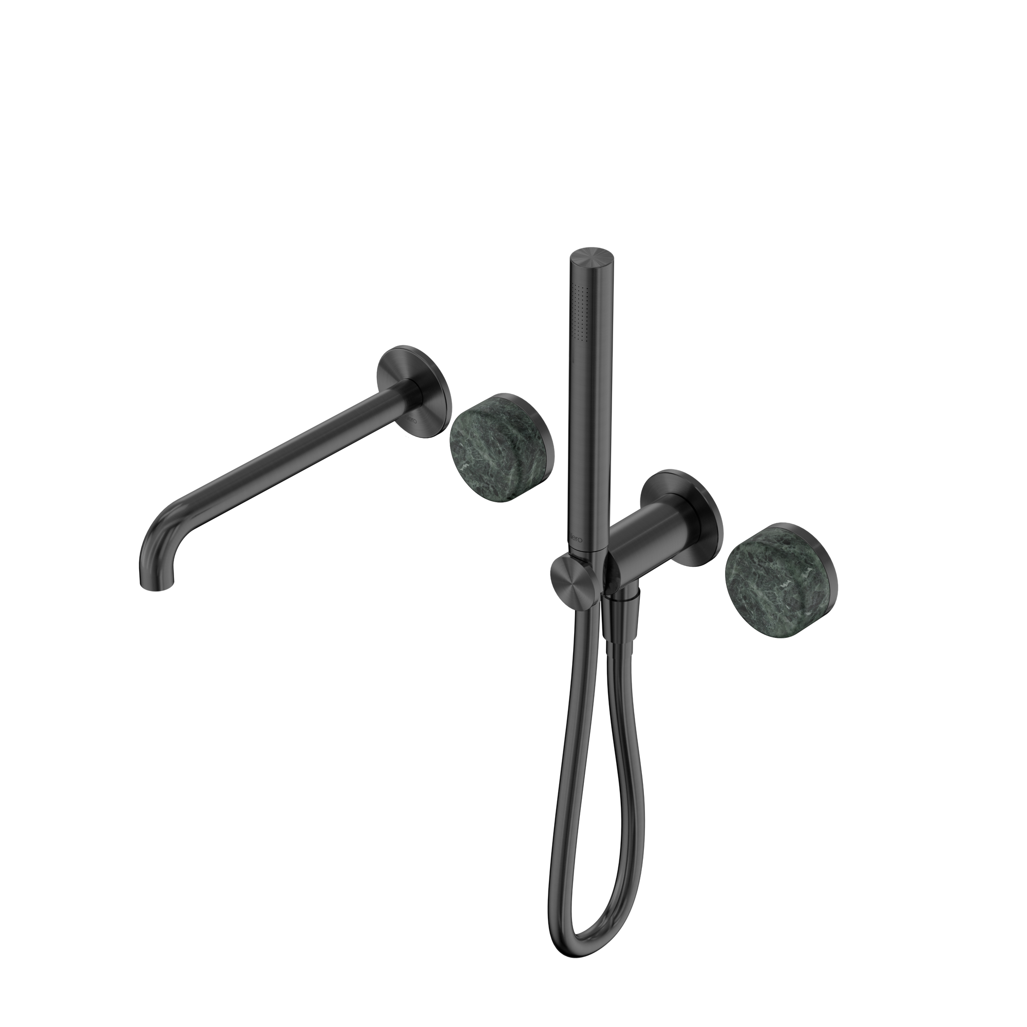 Serenity Progressive Shower System With Spout With Verde Alpi Handle And Slim Shower Gun Metal