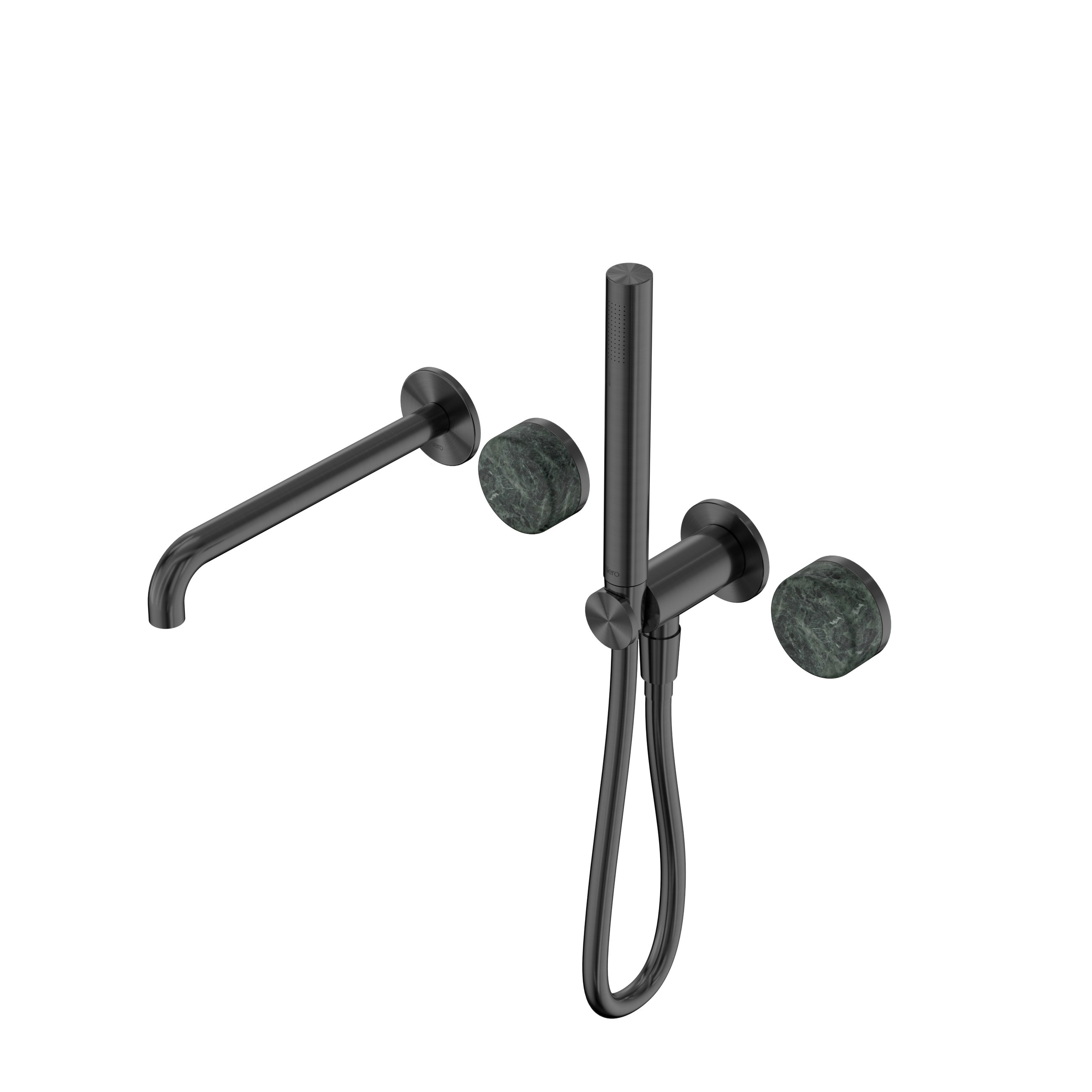 Serenity Progressive Shower System With Spout With Verde Alpi Handle And Slim Shower Gun Metal