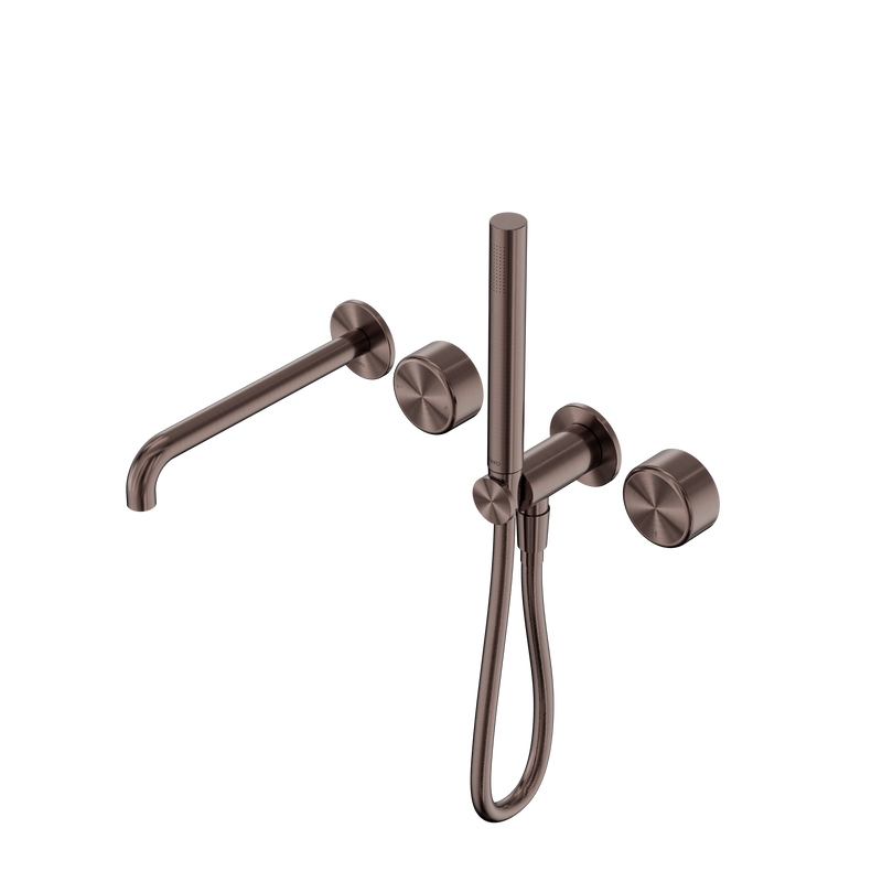 Serenity Progressive Shower System With Spout With Metal Handle And Slim Shower Brushed Bronze