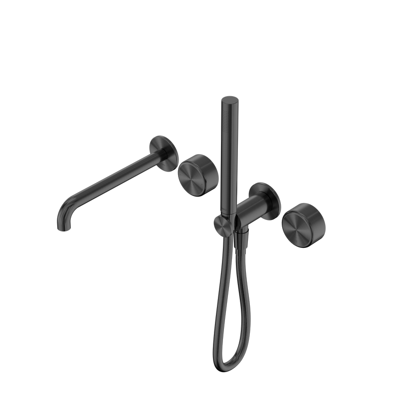 Serenity Progressive Shower System With Spout With Metal Handle And Slim Shower Gun Metal