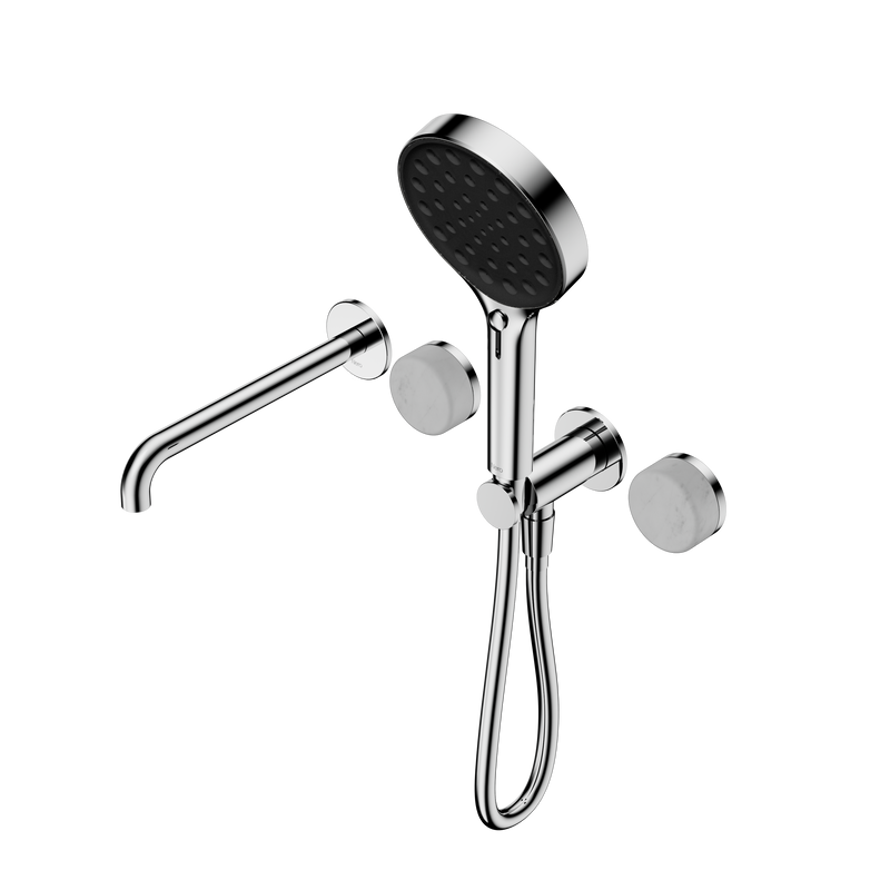 Serenity Progressive Shower System With Spout With Carrara Handle And Serenity Hand Shower Chrome