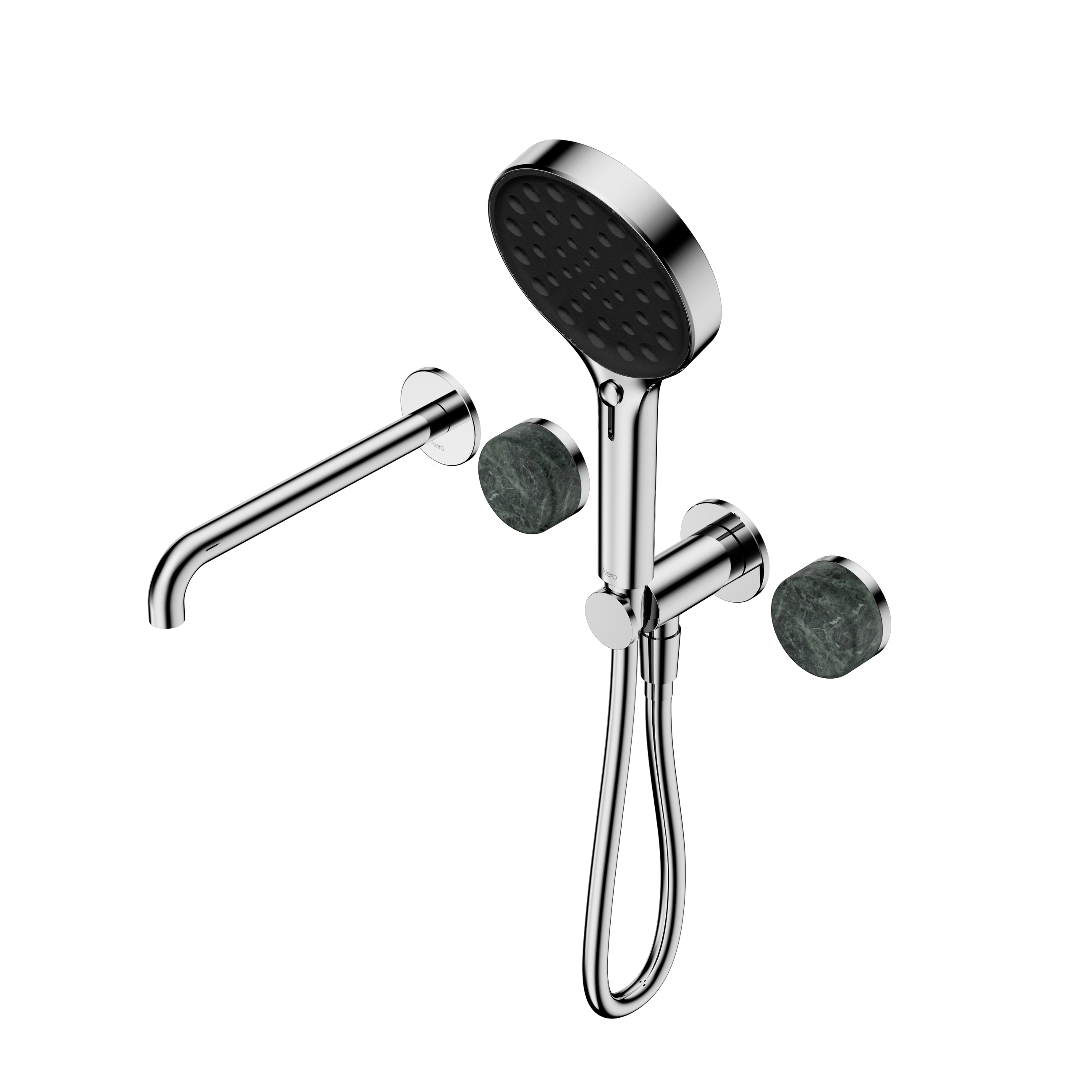 Serenity Progressive Shower System With Spout With Verde Alpi Handle And Serenity Hand Shower Chrome