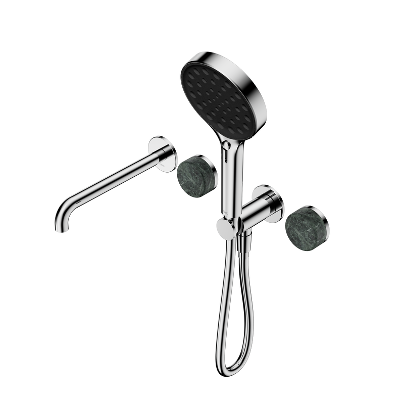 Serenity Progressive Shower System With Spout With Verde Alpi Handle And Serenity Hand Shower Chrome