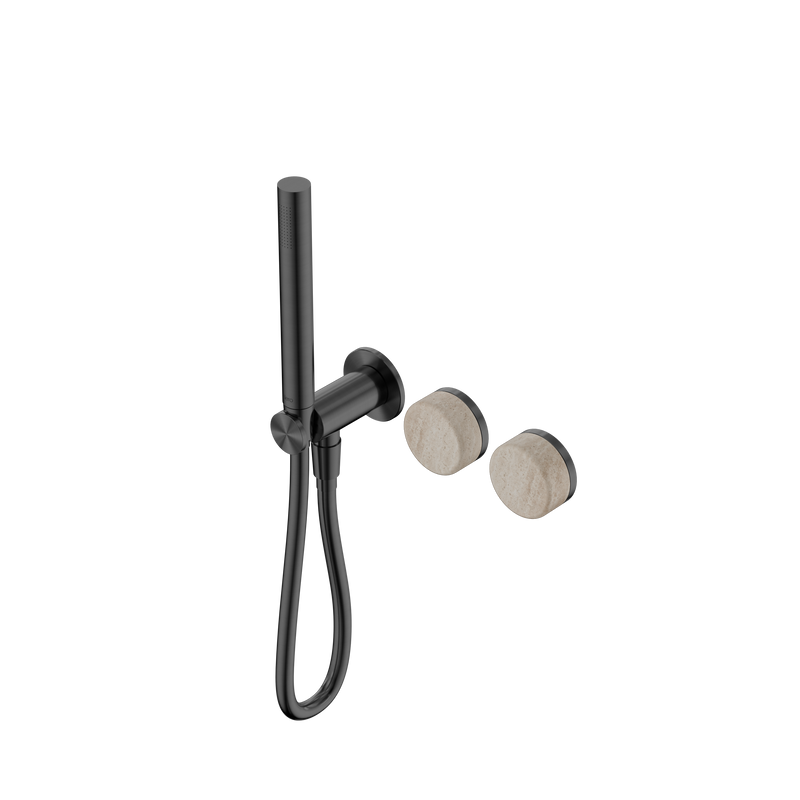 Serenity Progressive Shower System With Rome Travertine Handle And Slim Shower Gun Metal