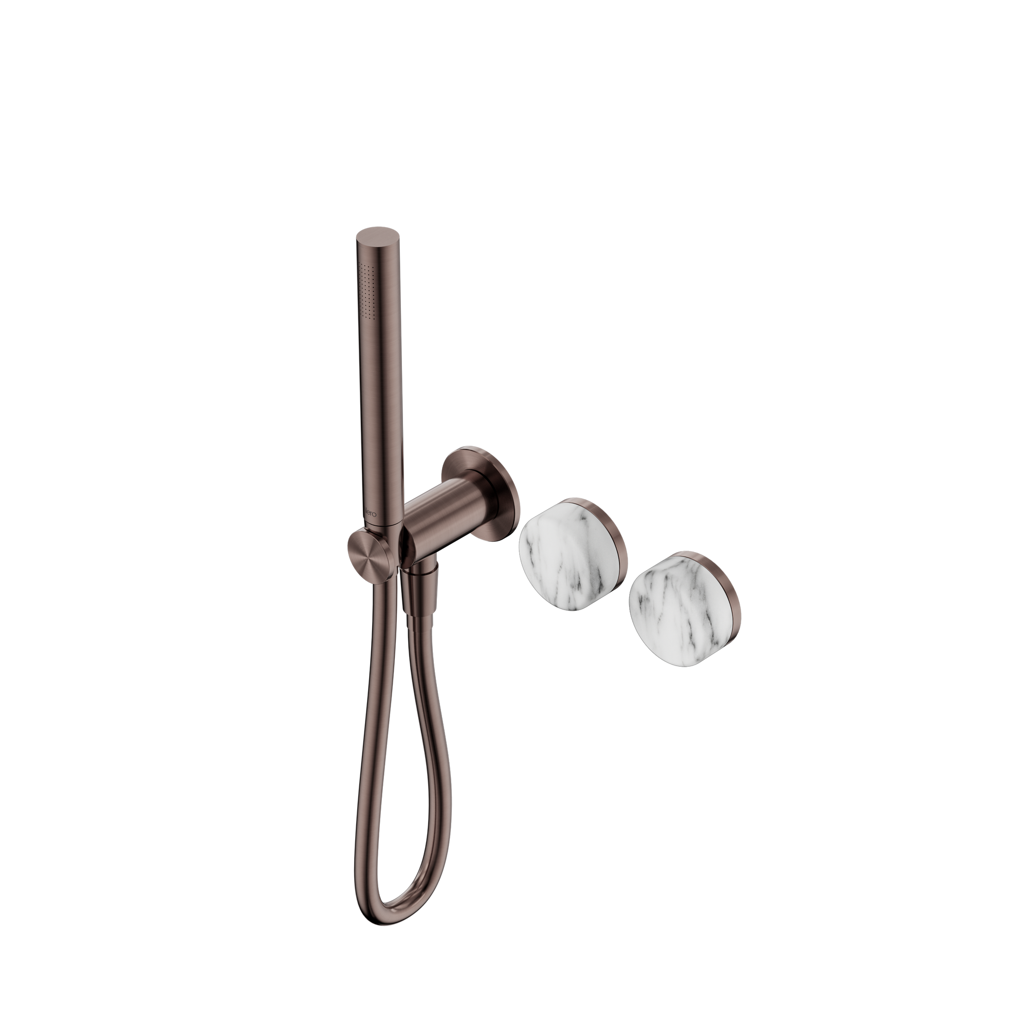 Serenity Progressive Shower System With Arabescato Corchia Handle And Slim Shower Brushed Bronze
