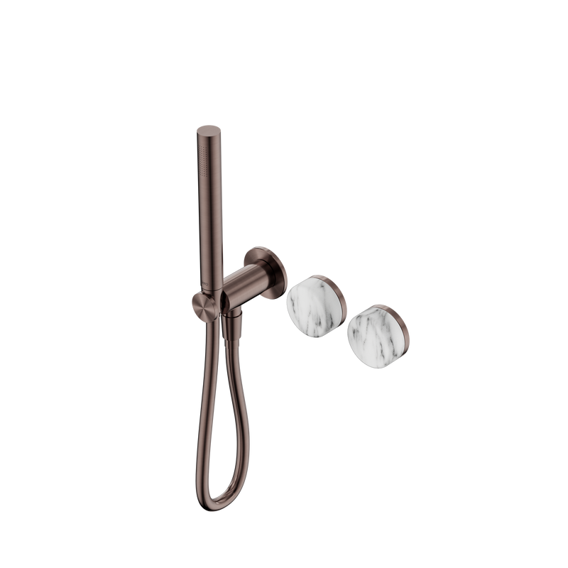 Serenity Progressive Shower System With Arabescato Corchia Handle And Slim Shower Brushed Bronze
