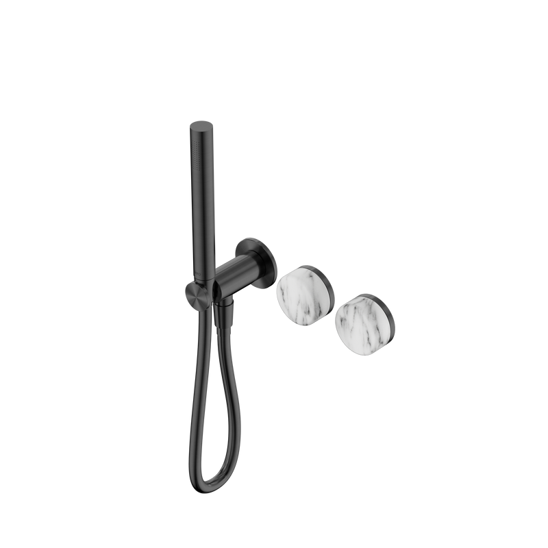 Serenity Progressive Shower System With Arabescato Corchia Handle And Slim Shower Gun Metal