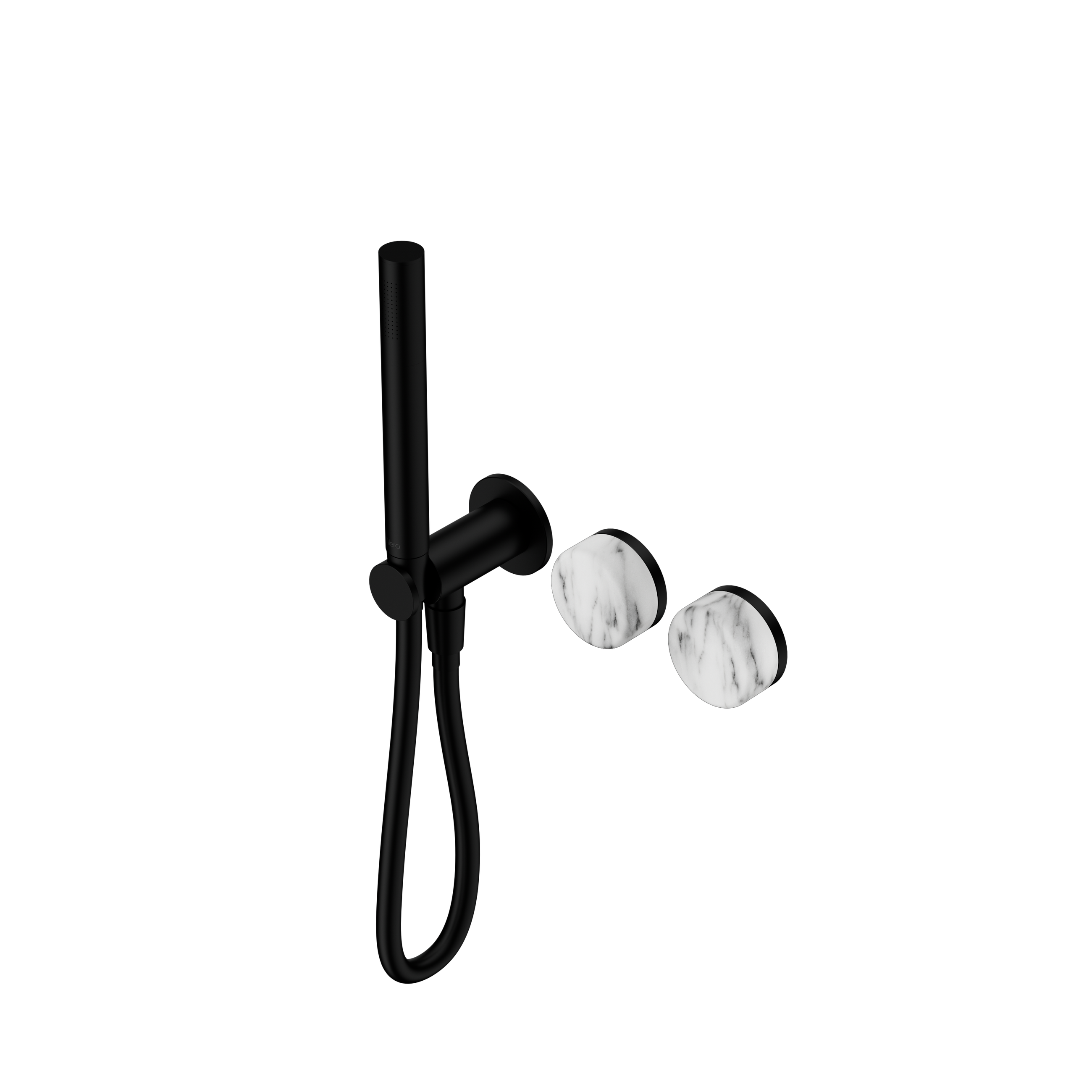 Serenity Progressive Shower System With Arabescato Corchia Handle And Slim Shower Matte Black