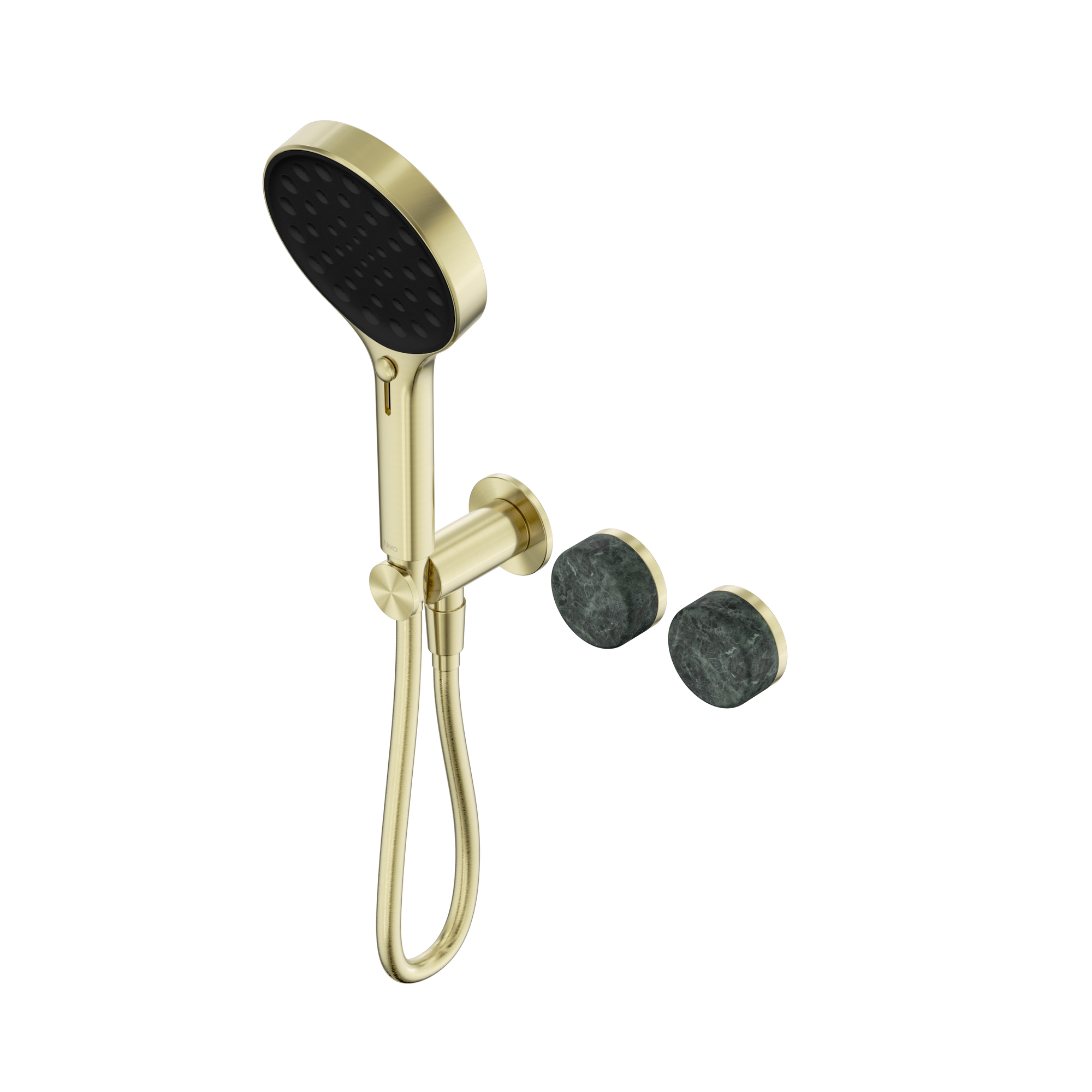 Serenity Progressive Shower System With Verde Alpi Handle And Serenity Hand Shower Brushed Gold