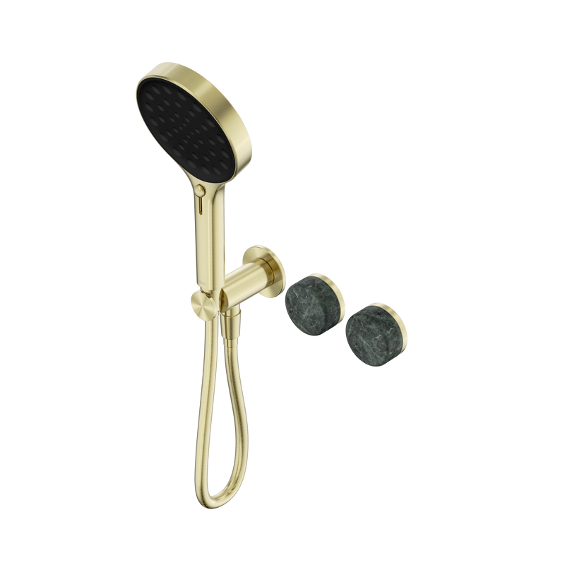 Serenity Progressive Shower System With Verde Alpi Handle And Serenity Hand Shower Brushed Gold