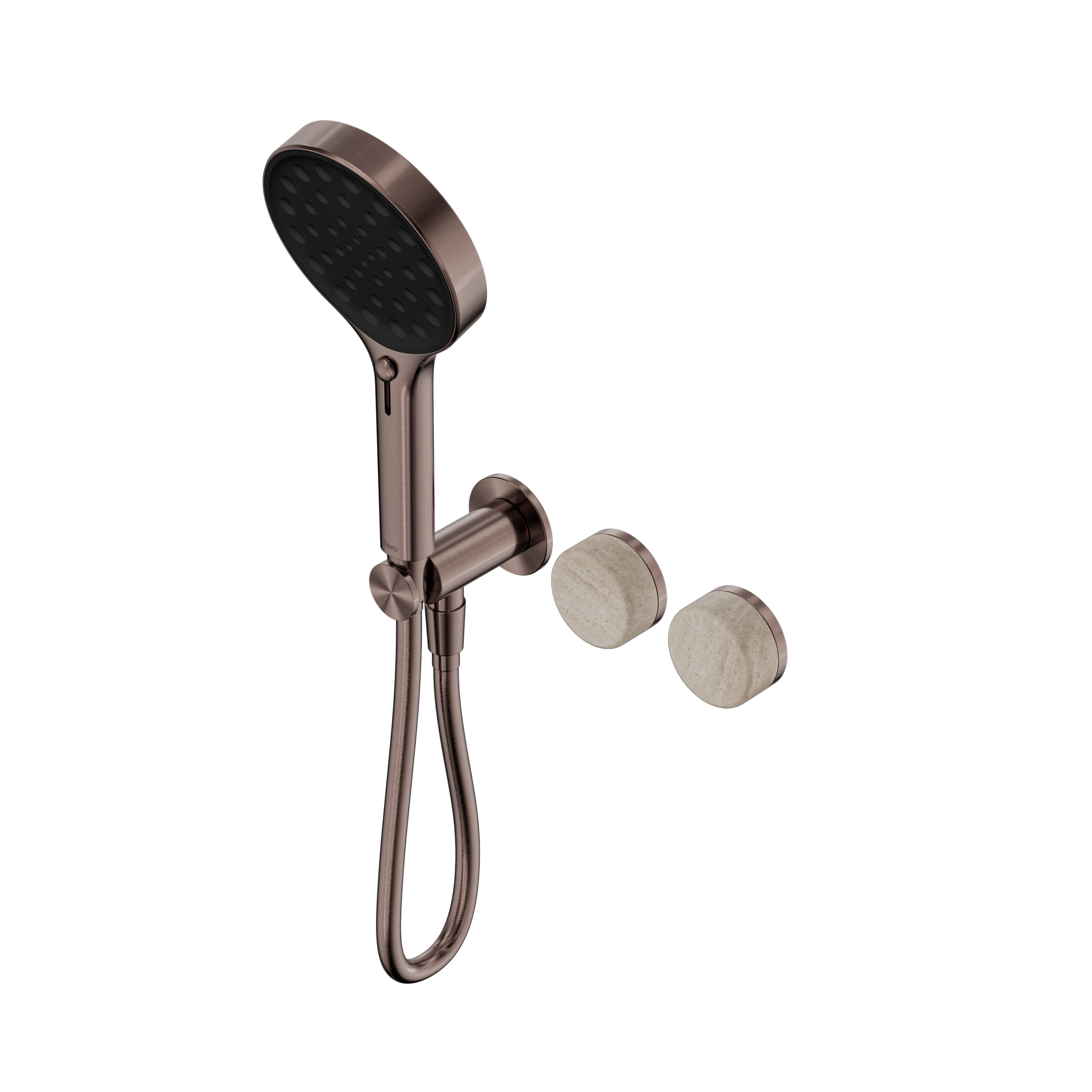 Serenity Progressive Shower System With Rome Travertine Handle And Serenity Hand Shower Brushed Bronze