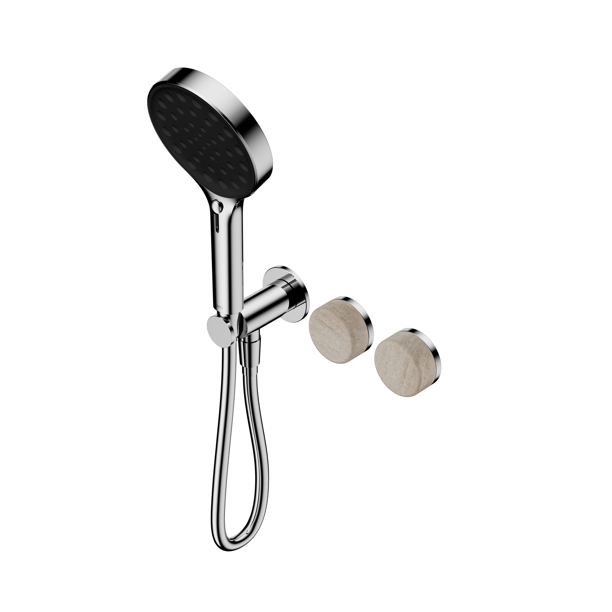 Serenity Progressive Shower System With Rome Travertine Handle And Serenity Hand Shower Chrome