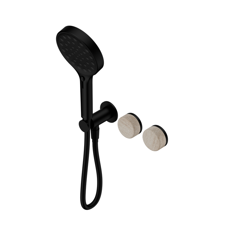 Serenity Progressive Shower System With Rome Travertine Handle And Serenity Hand Shower Matte Black