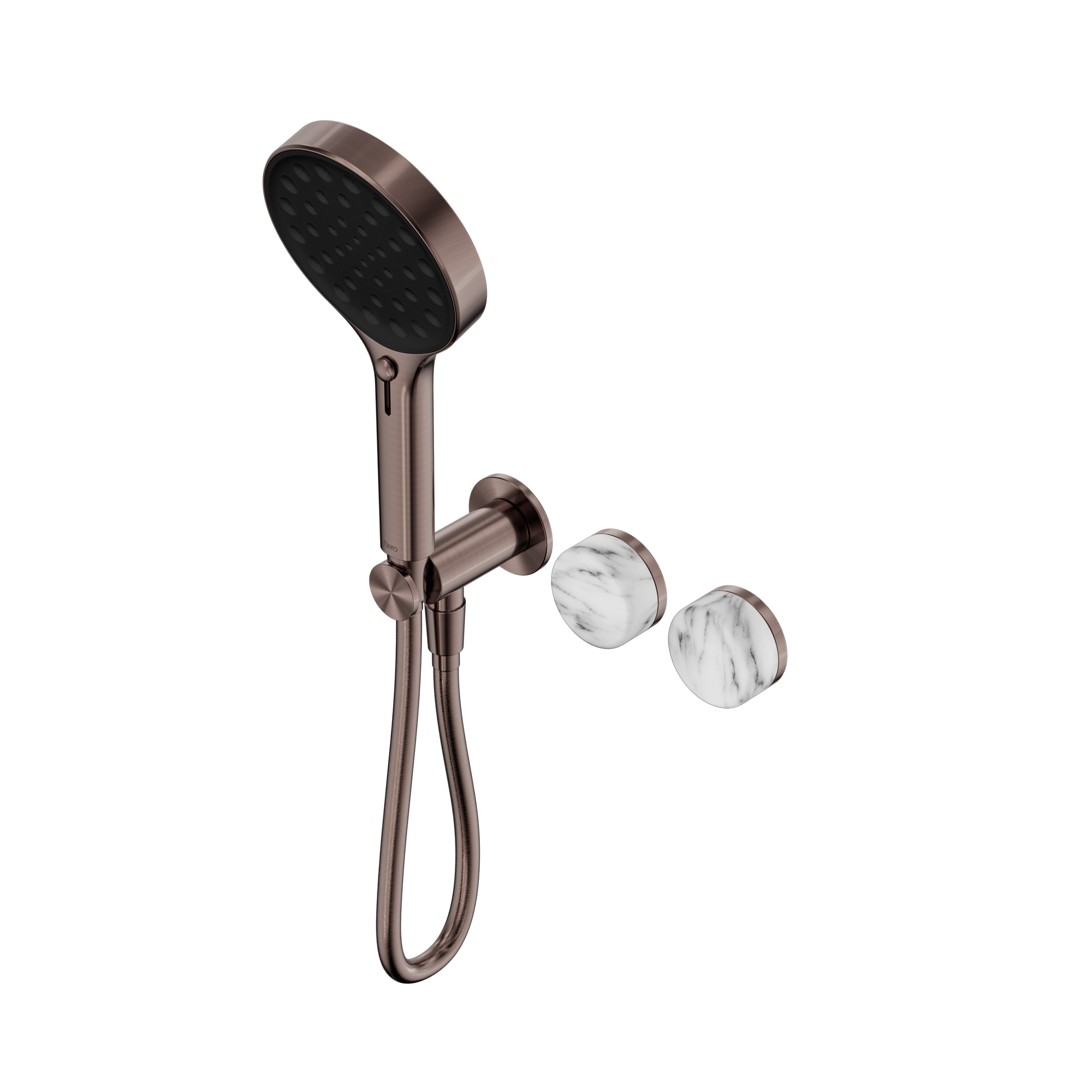 Serenity Progressive Shower System With Arabescato Corchia Handle And Serenity Hand Shower Brushed Bronze