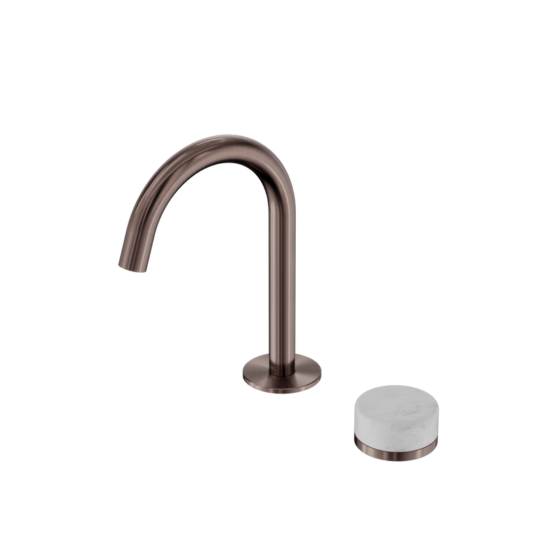 Serenity Progressive Basin Mixer Arc Spout With Carrara Handle Brushed Bronze