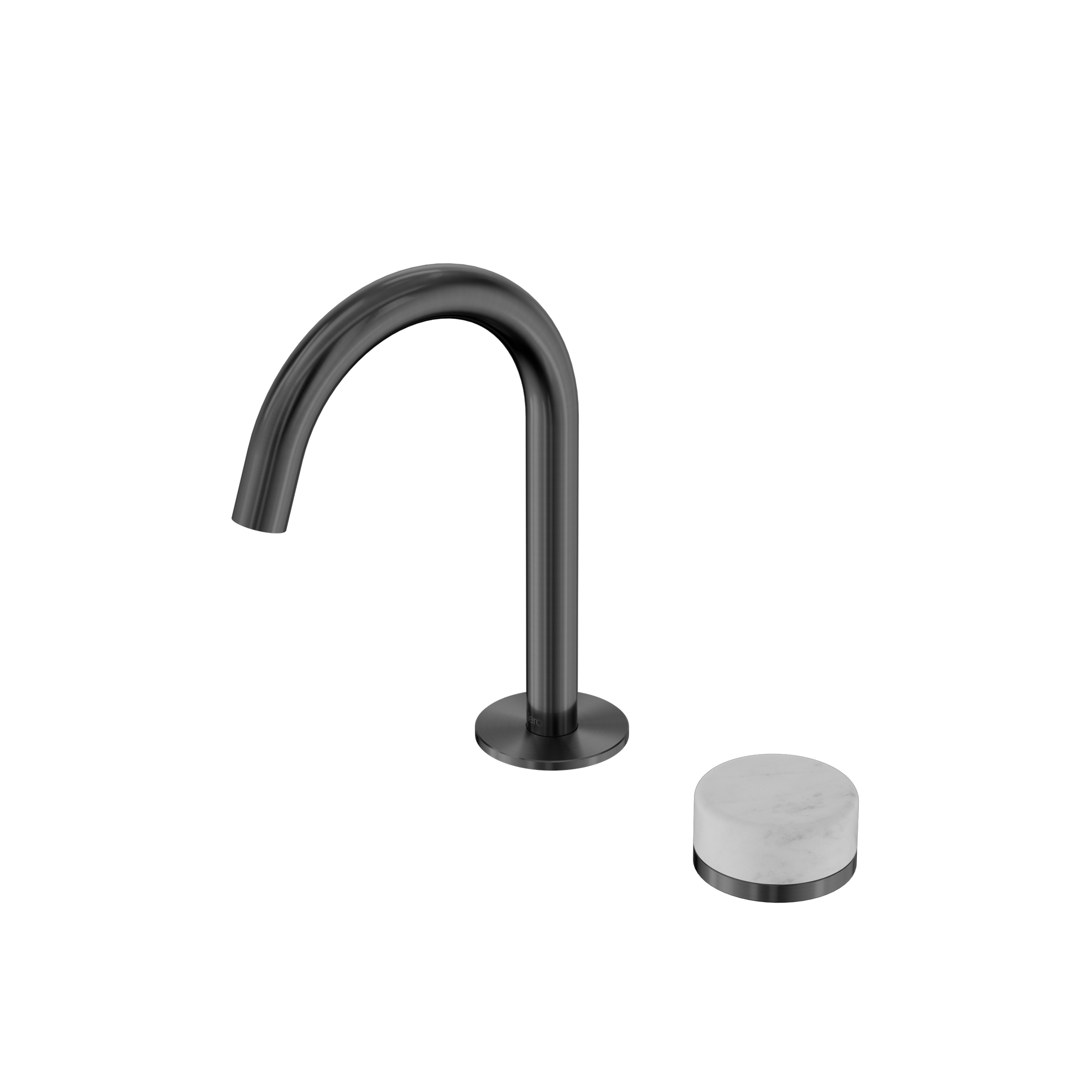 Serenity Progressive Basin Mixer Arc Spout With Carrara Handle Gun Metal
