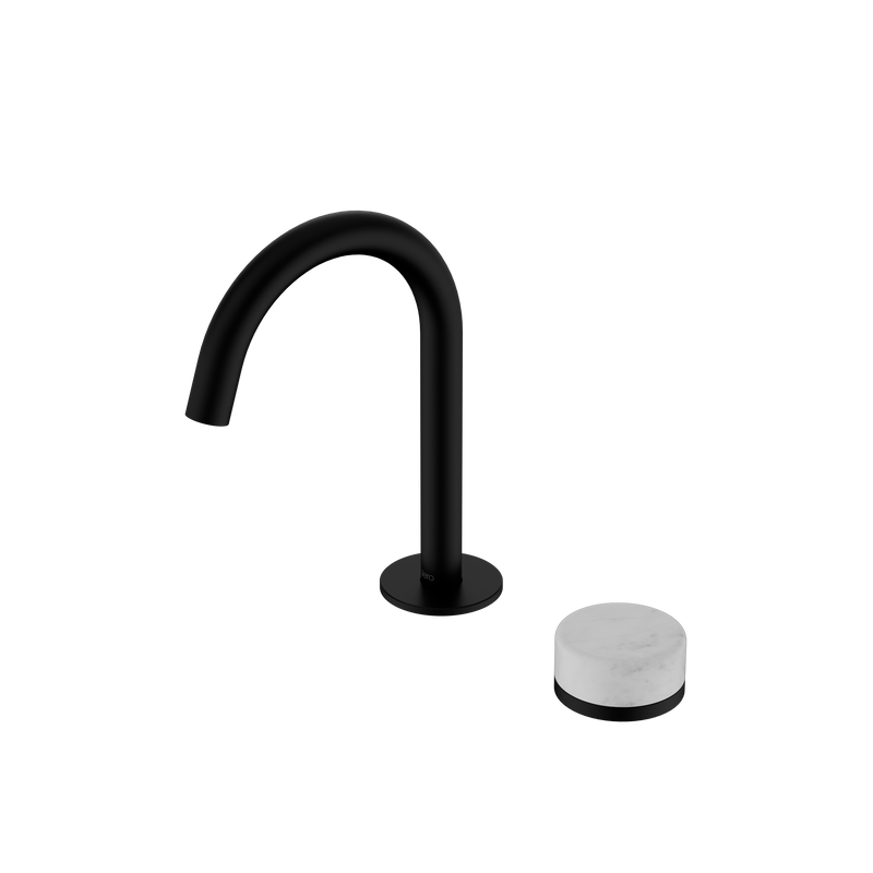 Serenity Progressive Basin Mixer Arc Spout With Carrara Handle Matte Black