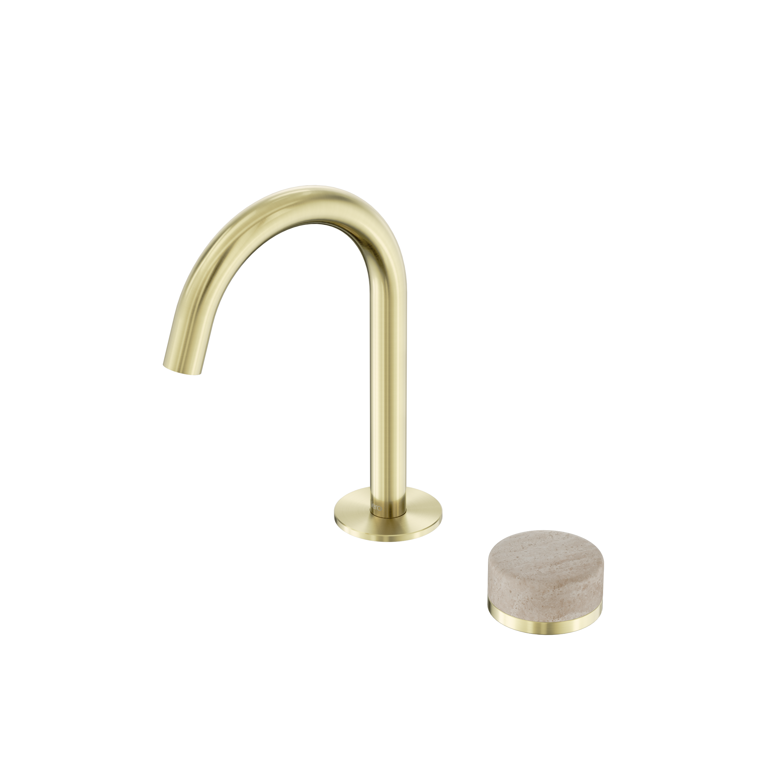 Serenity Progressive Basin Mixer Arc Spout With Rome Travertine Handle Brushed Gold