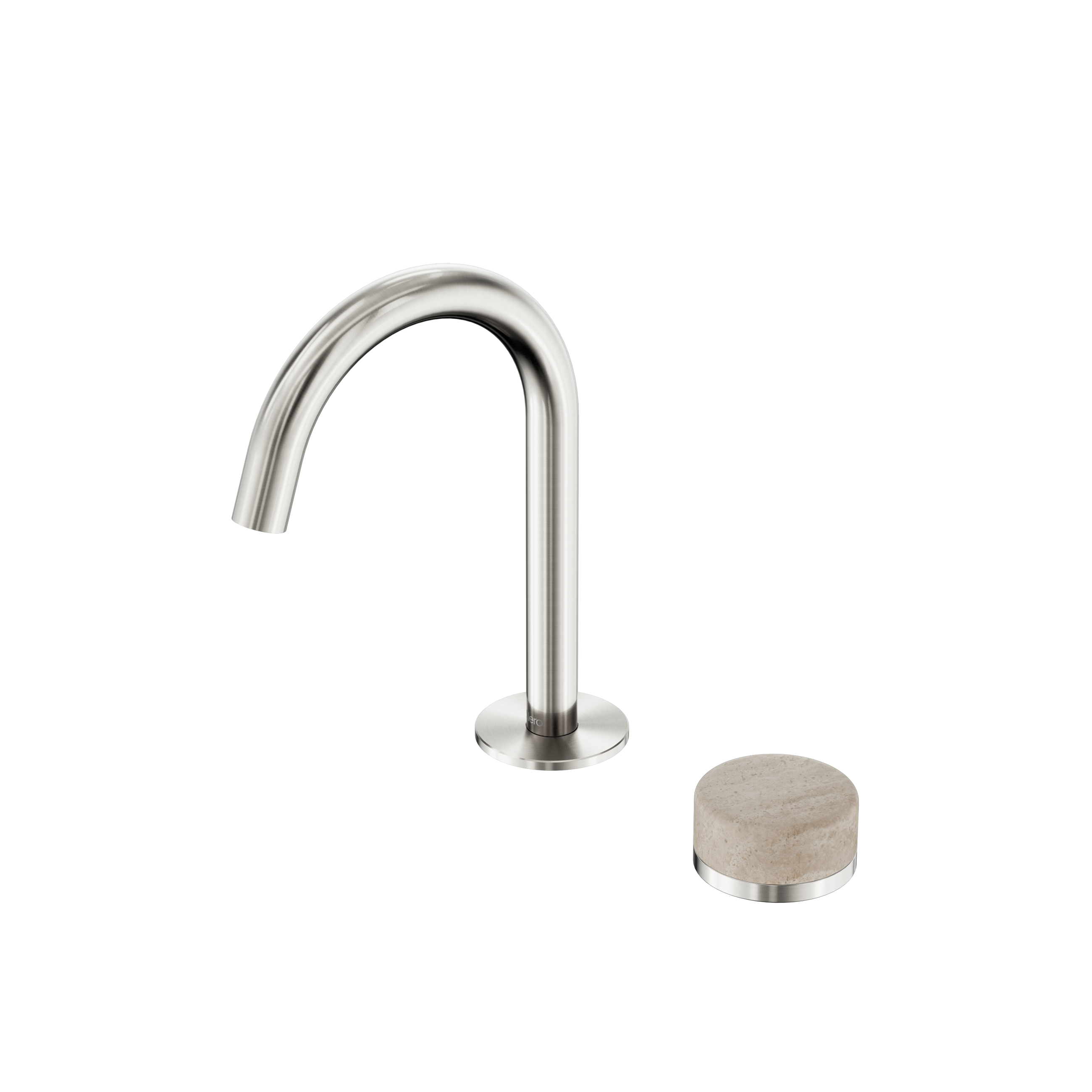 Serenity Progressive Basin Mixer Arc Spout With Rome Travertine Handle Brushed Nickel