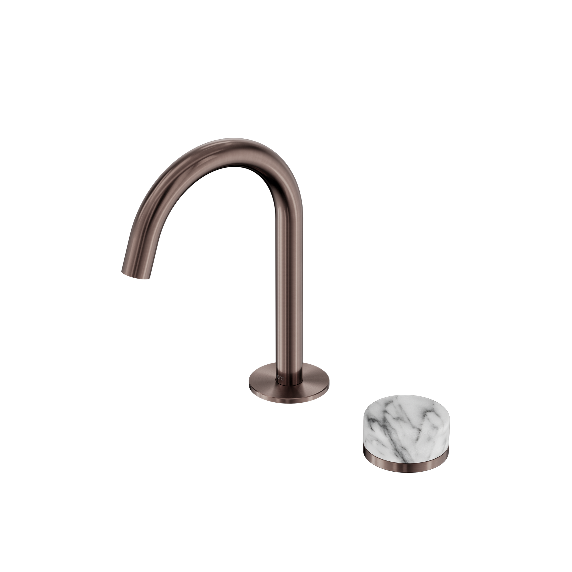 Serenity Progressive Basin Mixer Arc Spout With Arabescato Corchia Handle Brushed Bronze