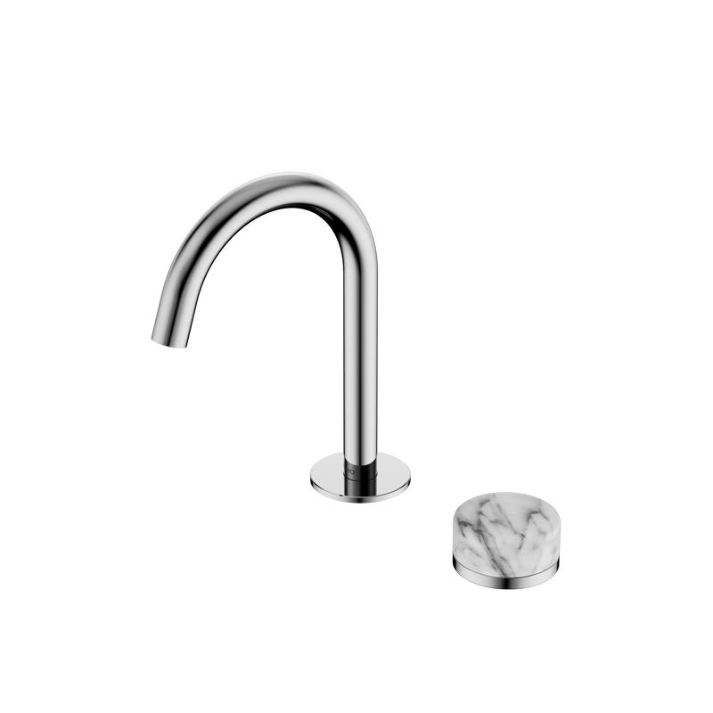 Serenity Progressive Basin Mixer Arc Spout With Arabescato Corchia Handle Chrome